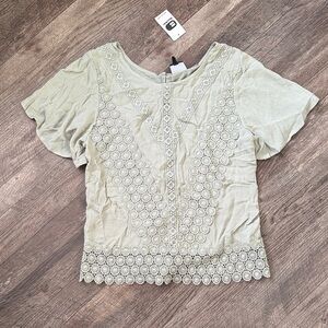 Daytrip Light Green Embroidered Blouse